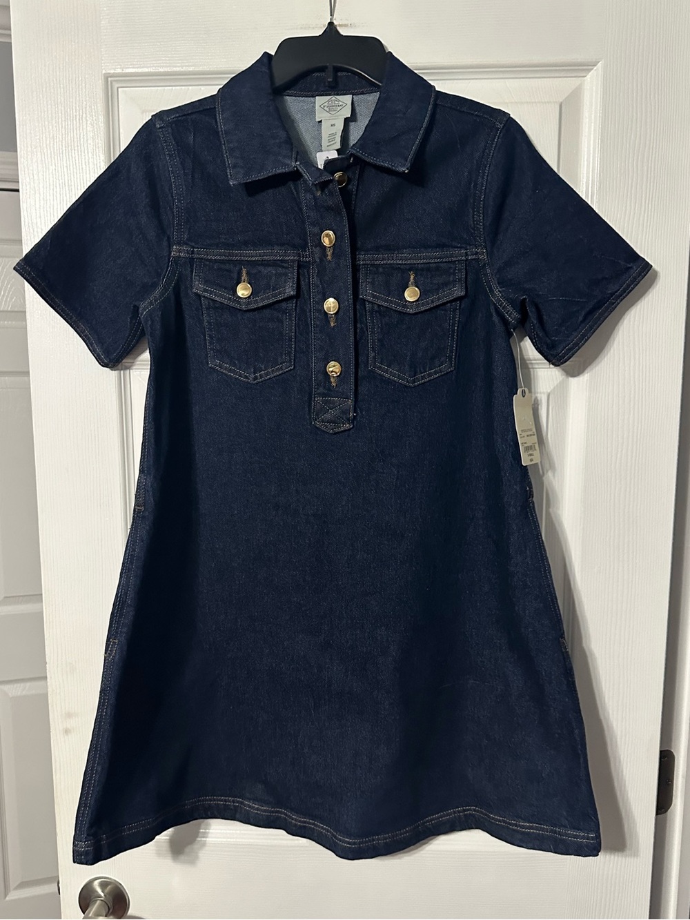 NWT St. John’s Bay Navy Denim Button Polo Dress